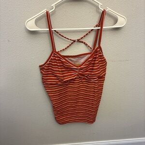 No Boundaries Orange Sleeveless Camisole with Tie Front